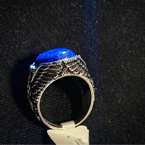 $ 175 Men’s Heavy Sterling Silver Rings Lapis, Onyx or Turquoise black antiquing - Picture 3 of 4